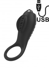 Alan - Anello Fallico Vibrante in Silicone Ricaricabile USB Nero