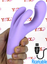 Vibratore Rabbit Triplo 19,2 x 3,5 cm. in Silicone Lilla Ricaricabile USB