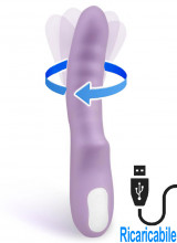 BrightPurple - Vibratore Rotante in Silicone 20 x 3,5 cm. Ricaricabile USB Lilla