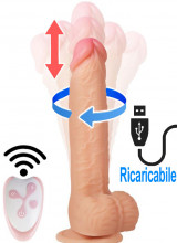 Vibratore Rotante con Spinta Realistico in Silicone 23,5 x 3,7 cm. Ricaricabile con USB