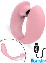 Succhia Clitoride e Vibratore Punto G 2 in 1 in Silicone Rosa