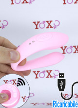 Vibratore per coppia in silicone rosa ripiegabile ricaricabile USB con telecomando wireless