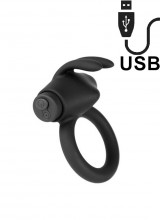 Neptune - Anello Fallico Vibrante in Silicone 5,6 cm. Nero Ricaricabile USB