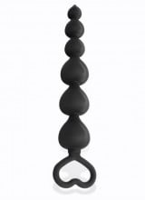 Catena Anale in Silicone da 6 Bulbi a Forma di Cuore 18 x 2,5 cm. Nero