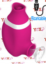 Succhia e lecca clitoride 2 in 1 in silicone rosa con lingua oscillante e funzione risucchio ricaricabile USB