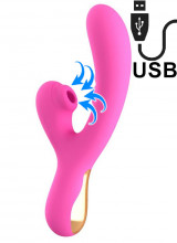 No. Twenty - Vibratore Rabbit con Succhia Clitoride 22,2 x 4 cm. Ricaricabile USB Rosa