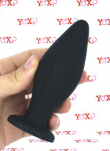 Menhir - Cuneo Anale Sagomato 12 x 4,5 cm. in Silicone Nero