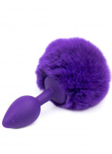 Cuneo Anale in Silicone con Coda a Pompon Viola 7 x 3 cm. Viola