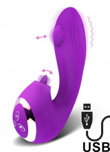 Vibratore rabbit in puro silicone con lecca clitoride e pulsazioni ricaricabile Viola