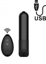 Asha - Bullet Vibrante in Silicone con Telecomando Wireless 8,6 x 2 cm. Nero Ricaricabile USB
