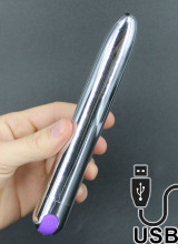 Renee - Vibratore 18,5 x 2,6 cm. Ricaricabile USB Argento