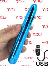 Astro - Vibratore 18,5 x 2,6 cm. Ricaricabile USB Blu