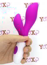 Vibratore rabbit Preston in silicone fucsia 20 x 3,4 cm.