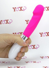 Massaggiatore/vibratore in silicone rosa 20,8 x 3,5 cm.