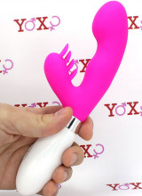 Vibratore rabbit in silicone rosa con lingue lecca clitoride 21 x 3,4 cm.