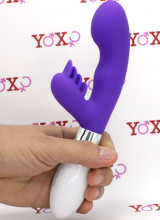 Vibratore rabbit in silicone viola con lingue lecca clitoride 21 x 3,4 cm.