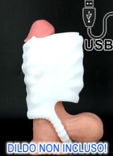 GuneR - Masturbatore con Vibrazione Morbida e Flessibile Bianca Ricaricabile USB