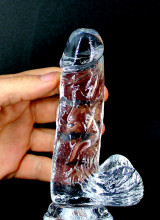 Fallo Realistico in Jelly Morbido e Flessibile con Testicoli 14 x 3,3 cm. Trasparente