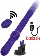 Vibratore in silicone viola con spinta e ventosa removibile ricaricabile con USB 31 x 3,7 cm.
