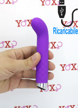 Mini vibratore Punto G in silicone viola con pulsazione ricaricabile USB 14 x 2,3 cm.