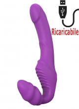 Strap-On Senza Lacci in Silicone Lilla Ricaricabile USB 17 x 3 cm.