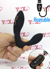 Vibratore stimolatore prostata in silicone nero ricaricabile USB 11 x 2,9 cm.