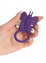 Anello Fallico Vibrante in Puro Silicone Viola con Farfalla