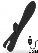 Vibratore Rabbit Erik in Silicone Flessibile 22 x 3,5 cm. Nero Ricaricabile
