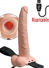 StrapOn cavo vibrante color carne ricaricabile USB 23 x 4,8 cm.