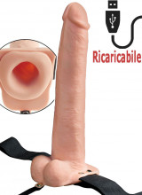 StrapOn cavo vibrante color carne ricaricabile USB 28,5 x 5,2 cm.