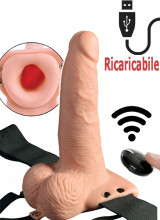 StrapOn cavo vibrante color carne con telecomando wireless ricaricabile USB 16 x 4,5 cm.