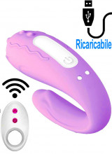 Vibratore per Coppia Doppio Motore Wireless 8,6 x 3,2 cm. in Silicone Lilla Ricaricabile USB