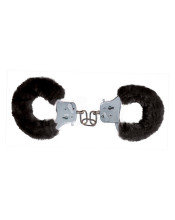 Omaggio Manette "Love-Cuffs" Nere In Metallo Rivestite In Peluche