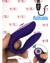 Omaggio Vibratore per Coppia in Puro Silicone Viola Ricaricabile USB con Telecomando Senza Fili