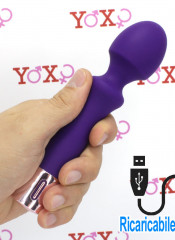 Massaggiatore vibratore in silicone viola ricaricabile USB 16,7 x 3,9 cm.