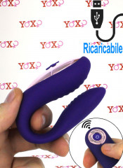 Vibratore per Coppia in Puro Silicone Viola Ricaricabile USB con Telecomando Senza Fili