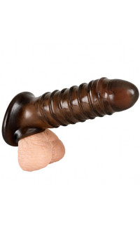 Yoxo Sexy Shop - Omaggio Guaina per Pene e Testicoli con Rilievi Stimolanti interni ed Esterni + 4 cm. Lunghezza