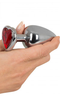 Yoxo Sexy Shop - Omaggio Cuneo Anale Large in Alluminio con Gemma a Forma di Cuore Tipo Diamante 9,4 x 4,1 cm.