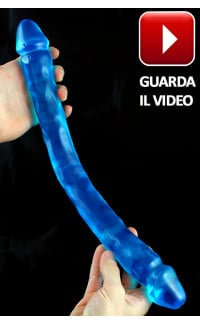 Yoxo Sexy Shop - REAL DOUBLE Fallo Blu Trasparente Doppio Morbido e Flessibile 44 X 4 cm.