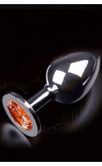 Yoxo Sexy Shop - Cuneo Anale in Metallo con Gemma Arancio Tipo Diamante 12 x 4 cm.