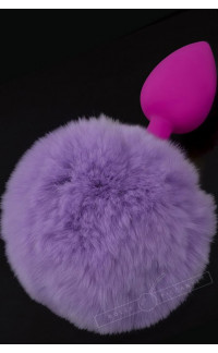 Yoxo Sexy Shop - Cuneo Anale in Puro Silicone Fucsia con Coda da Coniglio Viola 7 X 3 cm.