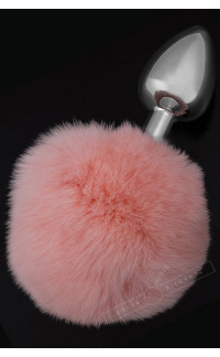 Yoxo Sexy Shop - Cuneo Anale in Acciaio con Coda da Coniglio Rosa 7 X 3 cm.