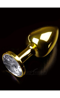 Yoxo Sexy Shop - Cuneo Anale in Metallo color oro con Gemma Tipo Diamante 7,5 x 3 cm.