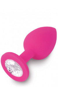 Yoxo Sexy Shop - Cuneo Anale Fucsia in PURO SILICONE con Gemma Tipo Diamante 7,5 x 3 cm.