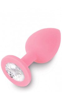 Yoxo Sexy Shop - Cuneo Anale Rosa in PURO SILICONE con Gemma Tipo Diamante 7,5 x 3 cm.