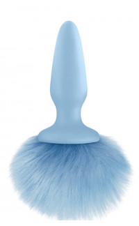 Yoxo Sexy Shop - Cuneo Anale 8,5 X 3,2 CM. con Coda di coniglio di 17 cm. Azzurro