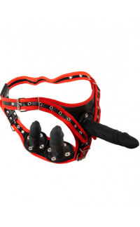 Yoxo Sexy Shop - Strap On con Cintura Regolabile con 3 Falli Intercambiabili in Silicone 17 x 4 cm. Nero e Rosso