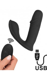 Yoxo Sexy Shop - Panty Vibrator - Vibratore Indossabile con Spinta in Silicone Nero Ricaricabile con Telecomando Wireless