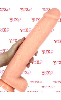 Yoxo Sexy Shop - Fallo Realistico Gigante Color Carne con Testicoli e Ventosa 40 x 7,5 cm.