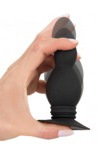 Yoxo Sexy Shop - Cuneo Anale in Silicone Nero con Ventosa e Molla 11,8 x 4,1 cm.